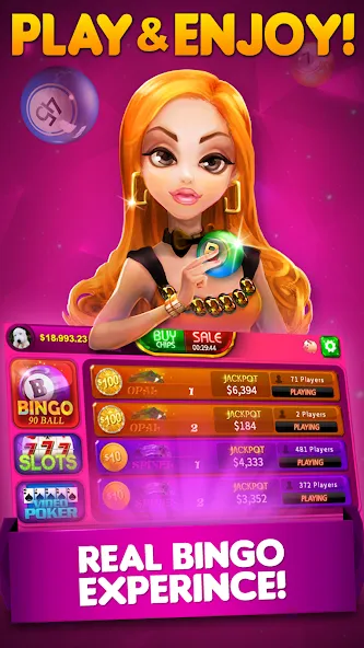 Скачать взломанную Bingo 90 Live : Vegas Slots (Бинго 90 Лайв)  [МОД Много денег] — стабильная версия apk на Андроид screen 1