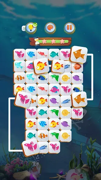 Скачать взломанную Mahjong Connect Fish World (Мацзян Коннект Рыбный Мир)  [МОД Unlimited Money] — полная версия apk на Андроид screen 1