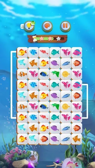 Скачать взломанную Mahjong Connect Fish World (Мацзян Коннект Рыбный Мир)  [МОД Unlimited Money] — полная версия apk на Андроид screen 2