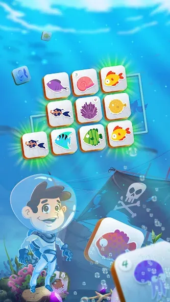 Скачать взломанную Mahjong Connect Fish World (Мацзян Коннект Рыбный Мир)  [МОД Unlimited Money] — полная версия apk на Андроид screen 4