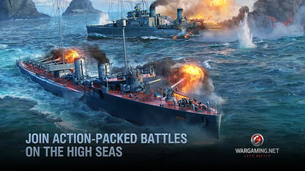 Скачать взломанную World of Warships Blitz War (Ворлд оф Варшипс Блиц Вар)  [МОД Много денег] — последняя версия apk на Андроид screen 2