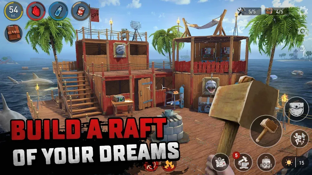 Взлом Raft® Survival — Ocean Nomad (Рафт)  [МОД Бесконечные монеты] — стабильная версия apk на Андроид screen 5