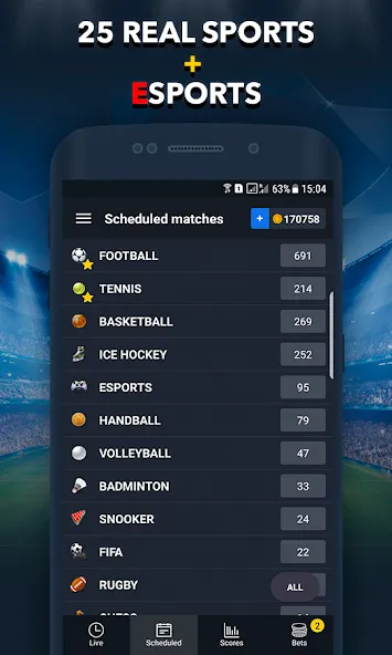 Скачать взломанную Sports Betting Game — BETUP  [МОД Mega Pack] — полная версия apk на Андроид screen 3