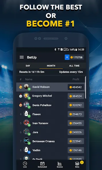 Скачать взломанную Sports Betting Game — BETUP  [МОД Mega Pack] — полная версия apk на Андроид screen 4