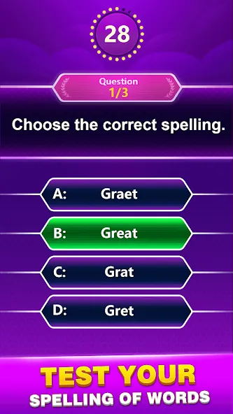 Скачать взлом Spelling Quiz — Word Trivia (Спеллинг Квиз)  [МОД Menu] — полная версия apk на Андроид screen 1