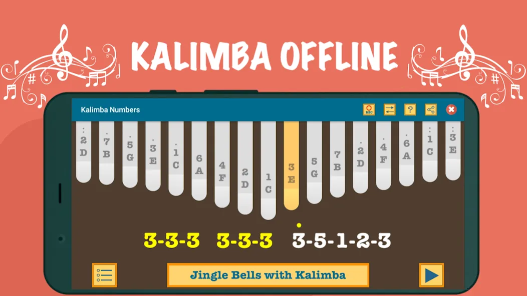 Взлом Kalimba App With Songs Numbers (Калимба приложение с песнями и цифрами)  [МОД Unlocked] — стабильная версия apk на Андроид screen 2