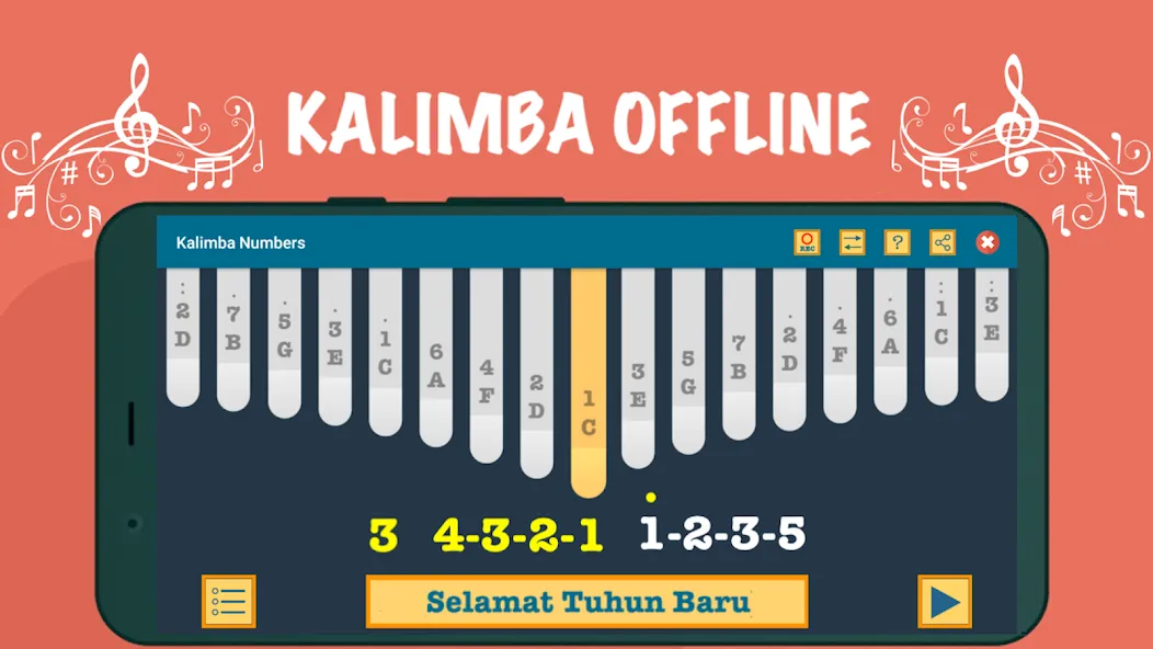 Взлом Kalimba App With Songs Numbers (Калимба приложение с песнями и цифрами)  [МОД Unlocked] — стабильная версия apk на Андроид screen 3