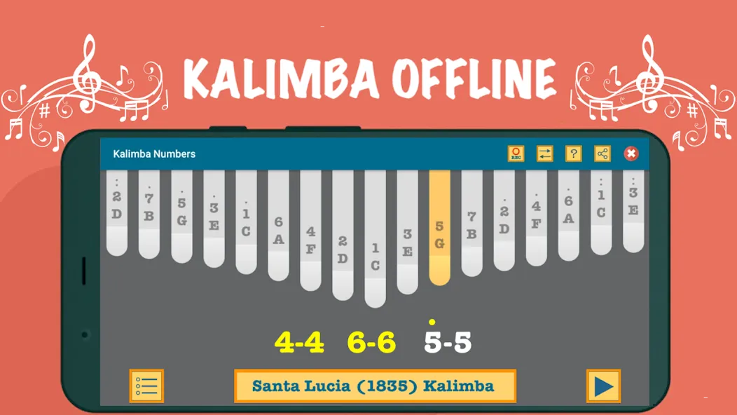 Взлом Kalimba App With Songs Numbers (Калимба приложение с песнями и цифрами)  [МОД Unlocked] — стабильная версия apk на Андроид screen 4