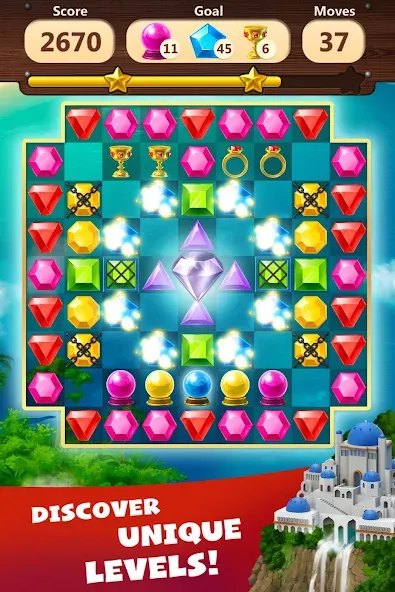 Взломанная Jewels Planet — Match 3 Puzzle  [МОД Бесконечные монеты] — стабильная версия apk на Андроид screen 3