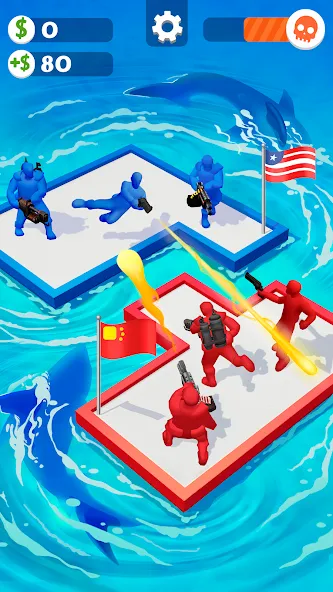 Скачать взломанную War of Rafts: Crazy Sea Battle (Война плотов)  [МОД Меню] — полная версия apk на Андроид screen 2